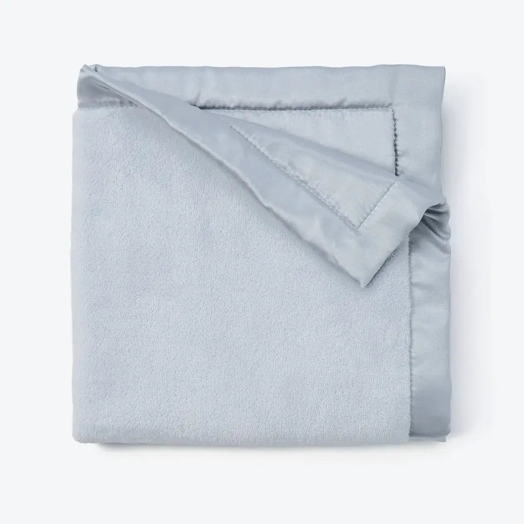 Luxury Fleece + Satin Trim Security Blanket | 20in x 20in Blue