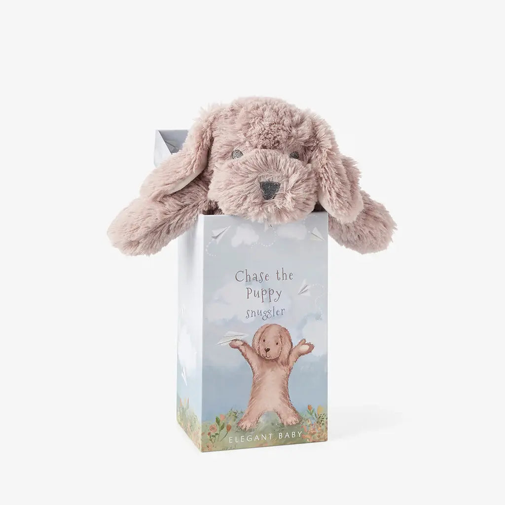 Security Blanket Snuggler Gift Box | 10in Brown Puppy