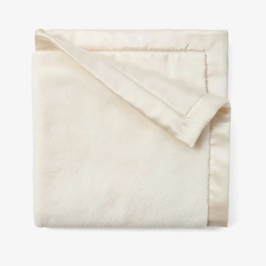 Luxury Fleece + Satin Trim Security Blanket | 20in x 20in Cream