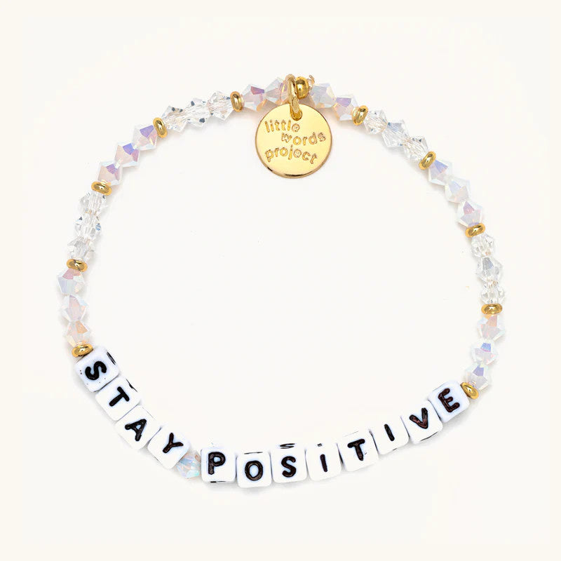 Stay Positive Icy Beaded Stretch Bracelet