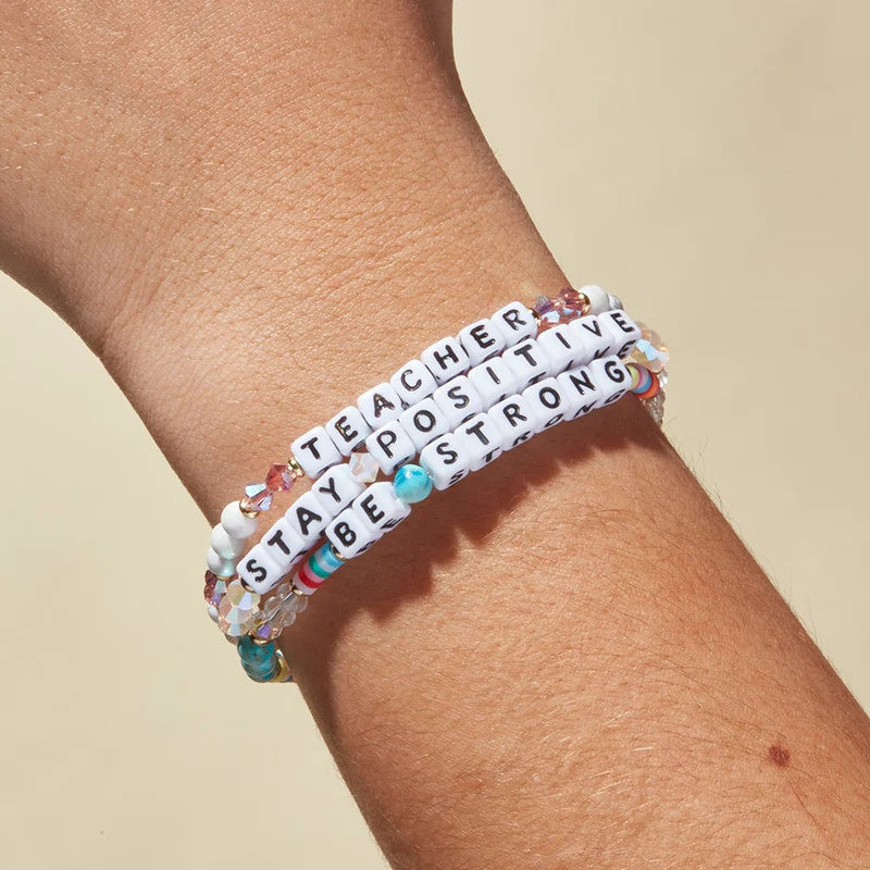 Stay Positive Icy Beaded Stretch Bracelet