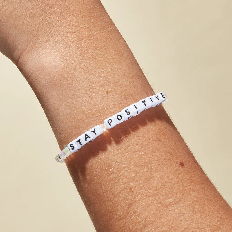 Stay Positive Icy Beaded Stretch Bracelet