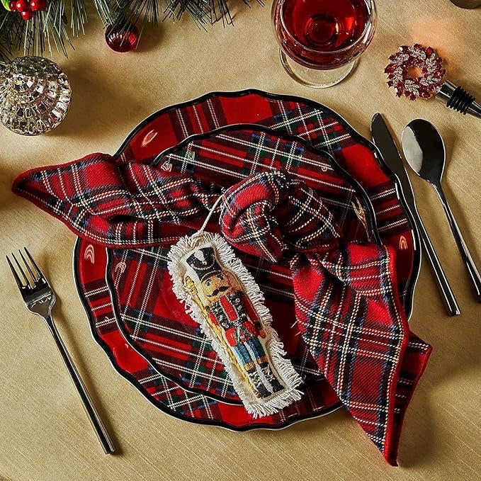 Tartan Melamine Dessert Plates Set of 4