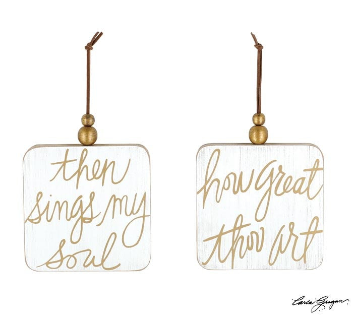 Gold Square Message Ornament