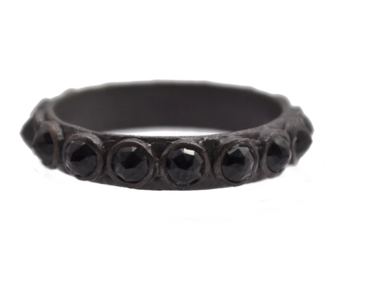 Rose Cut Black Spinel Station Ring