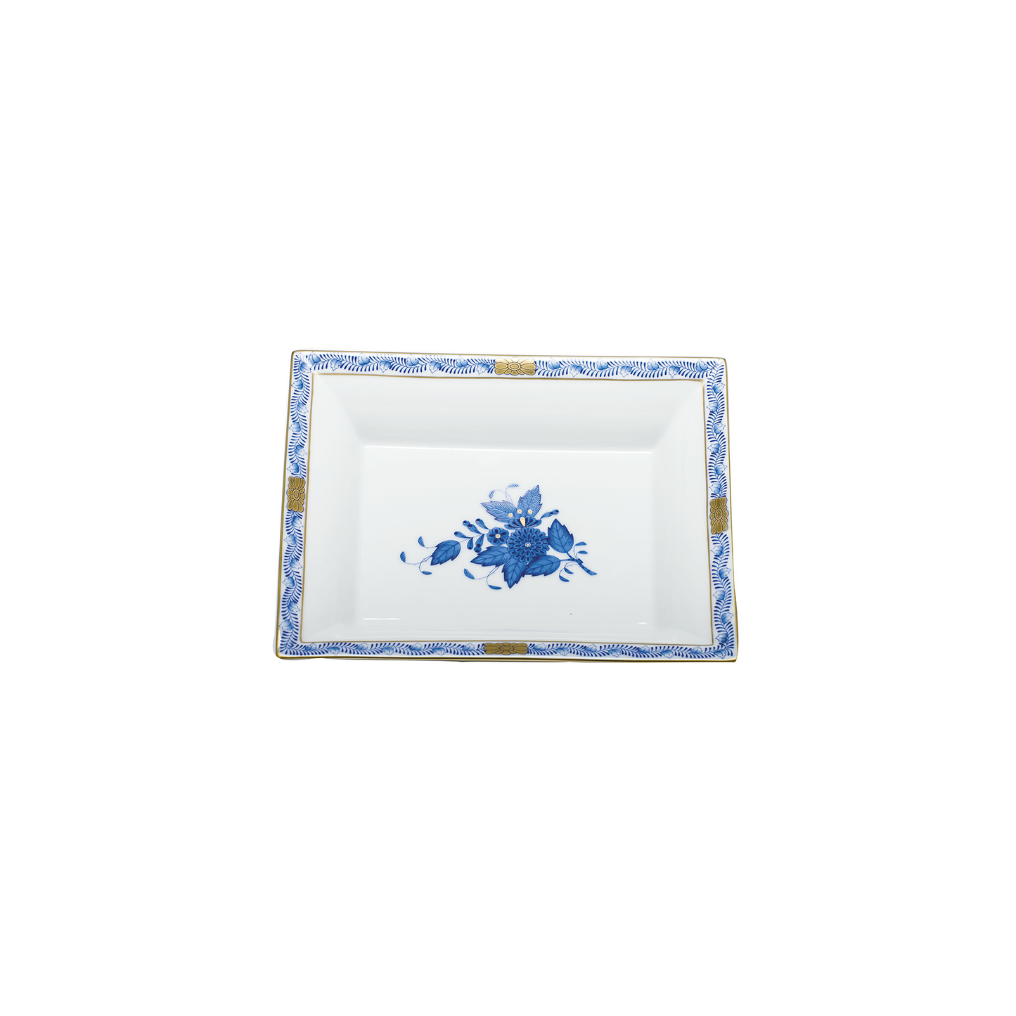 Herend Chinese Bouquet Blue Jewelry Tray | 7.5x6.25in