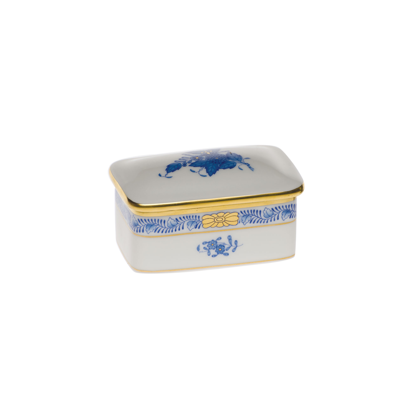 Herend Chinese Bouquet Blue Rectangular Box | 3x2in