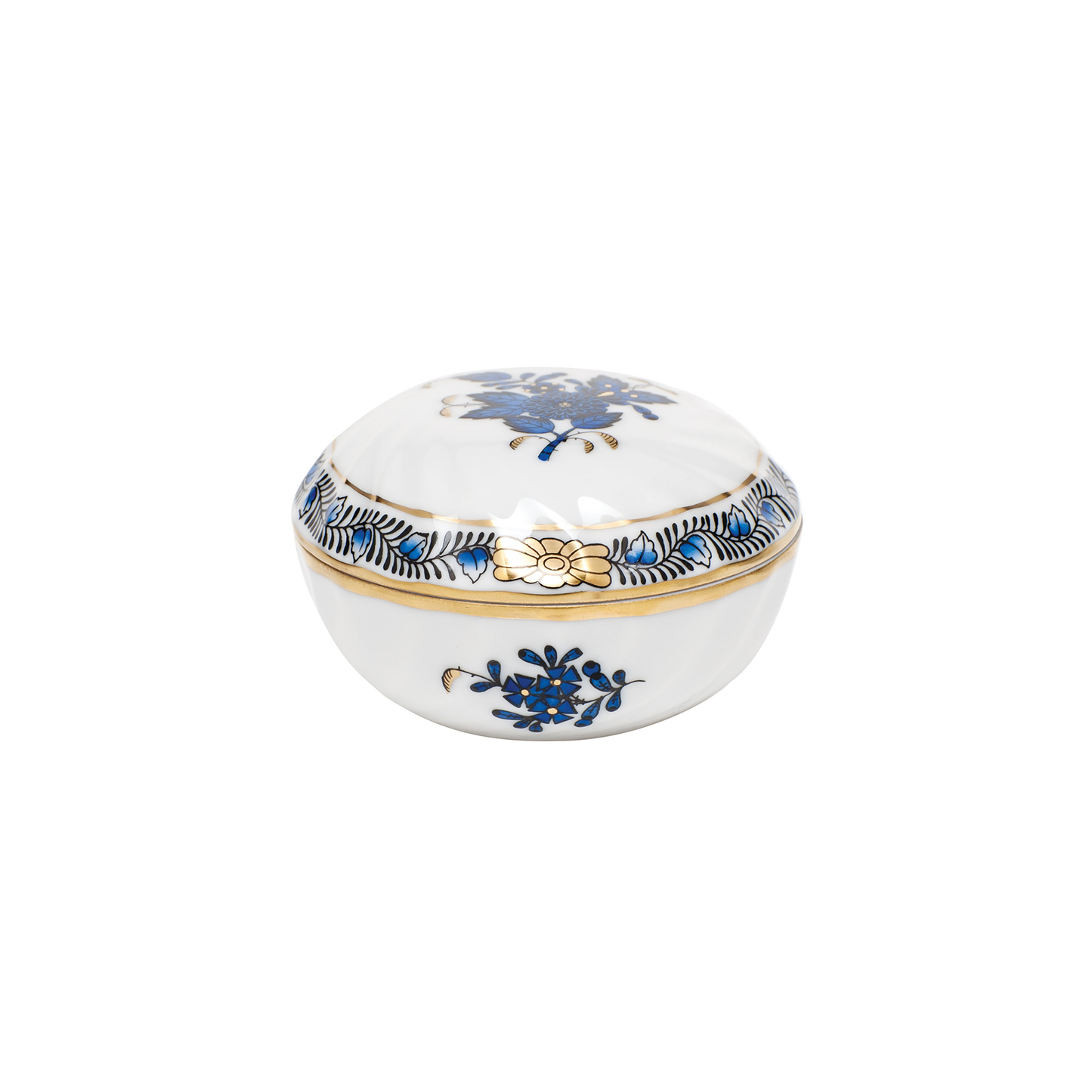 Herend Chinese Bouquet Ring Box | 2.75in Black Sapphire