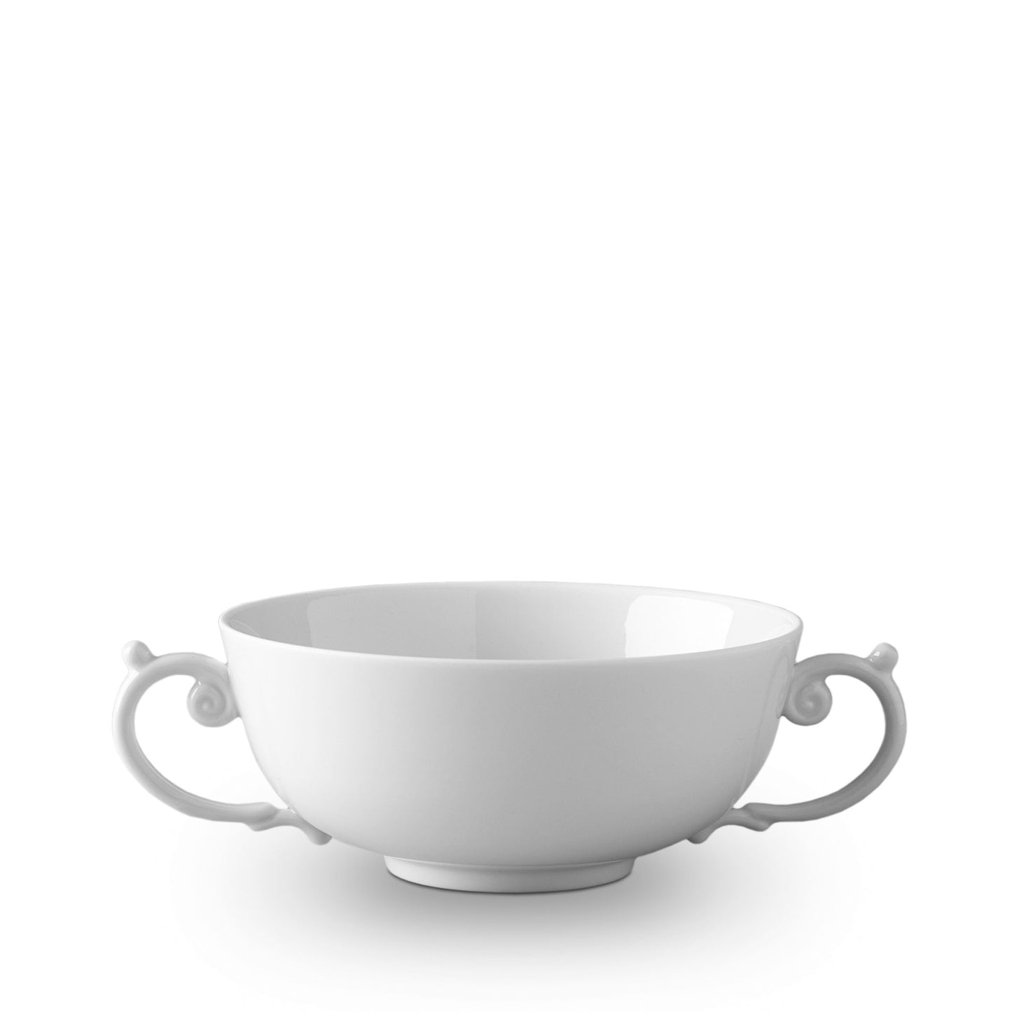 L'Objet Aegean White Porcelain Soup Bowl with Handles | 12oz