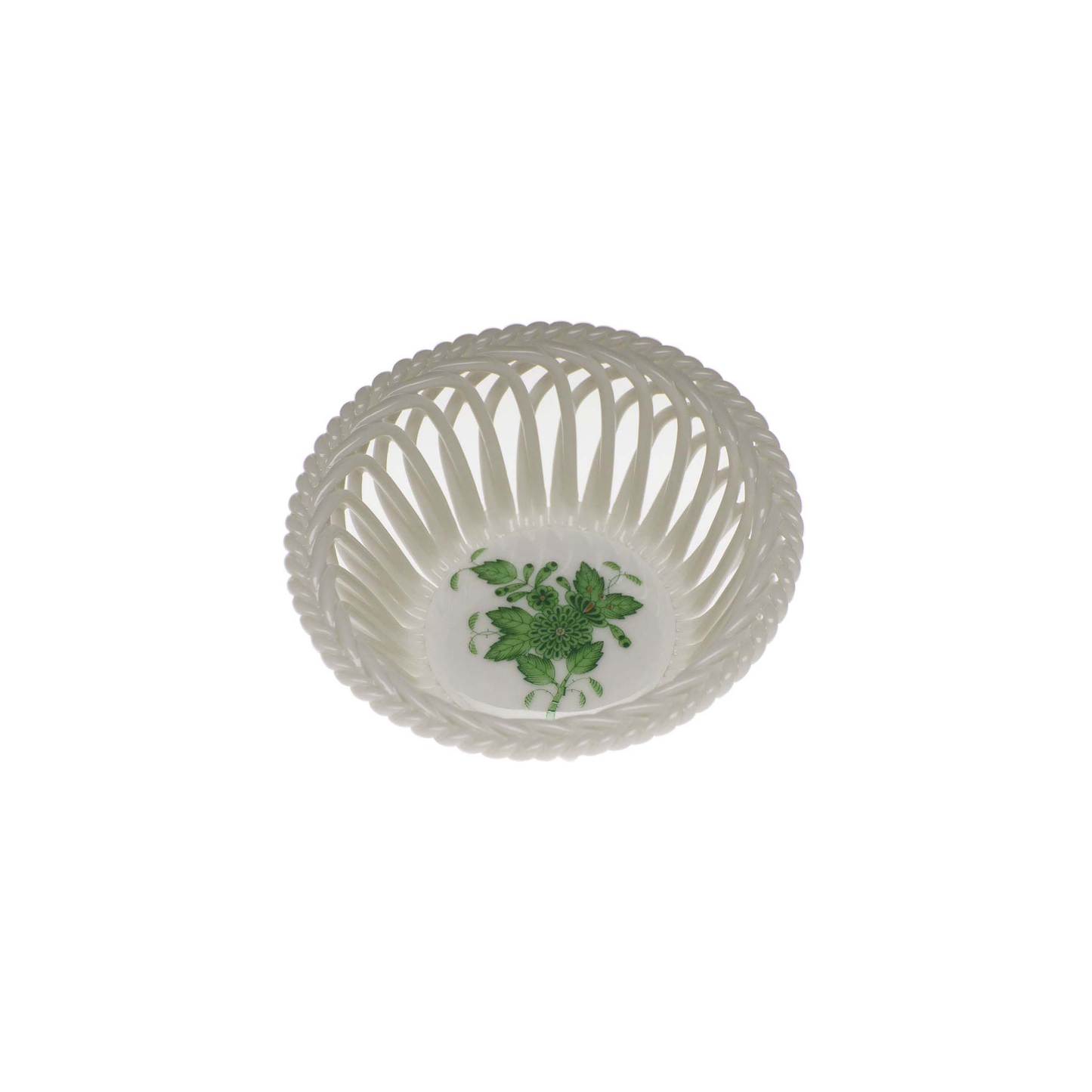 Herend Small Openwork Basket | 3.75in Green