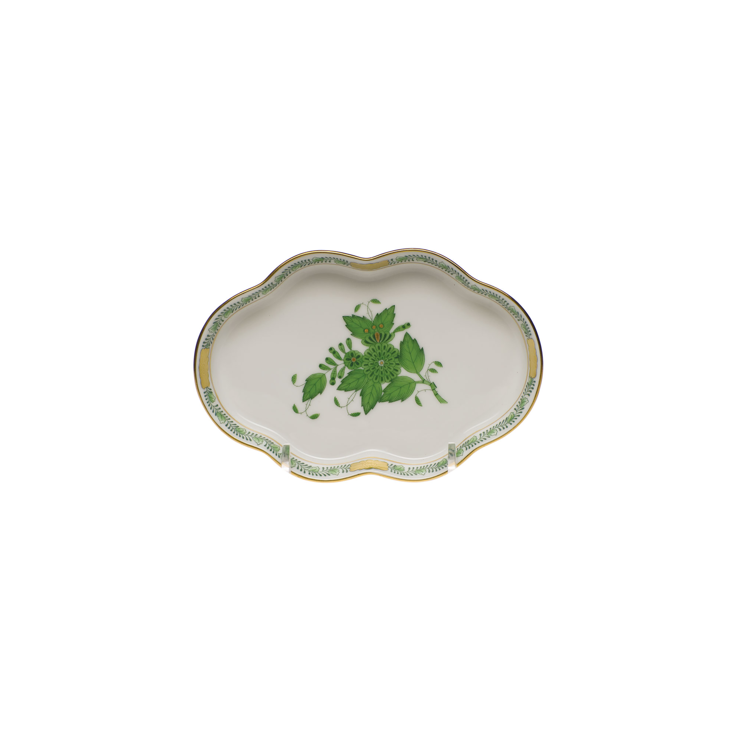 Herend Chinese Bouquet Green Small Scalloped Tray | 5.5in