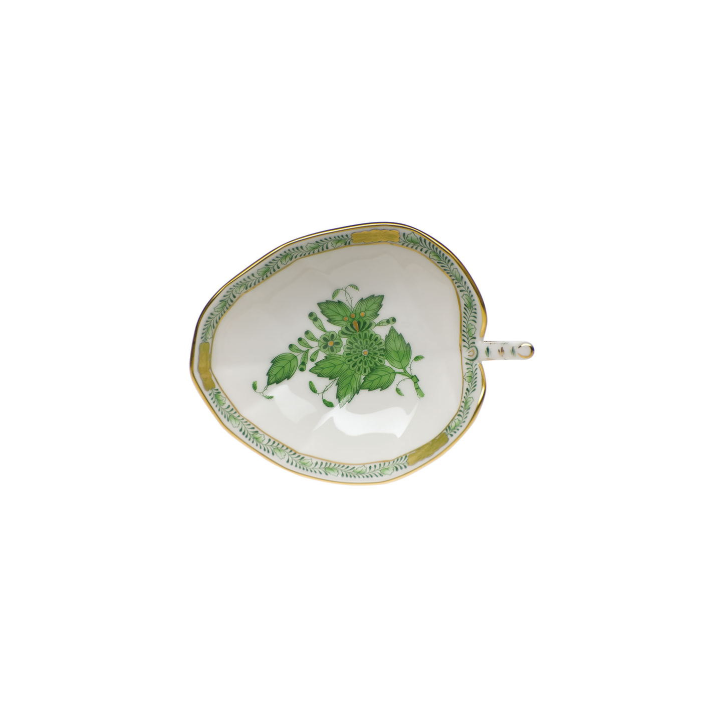 Herend Chinese Bouquet Green Leaf Tray | 4.5x3in