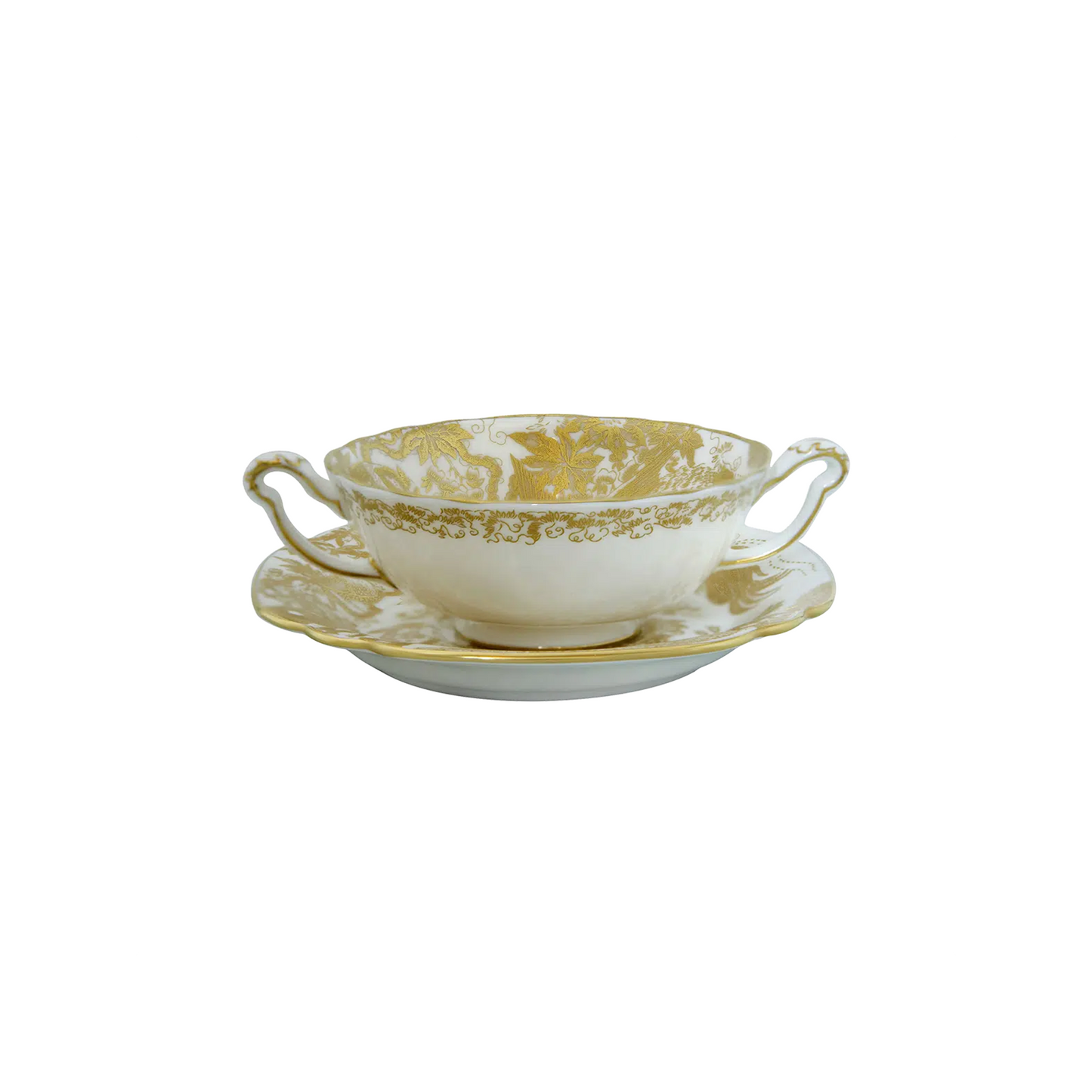 Royal Crown Derby Aves Gold Cream Soup Saucer | 6in