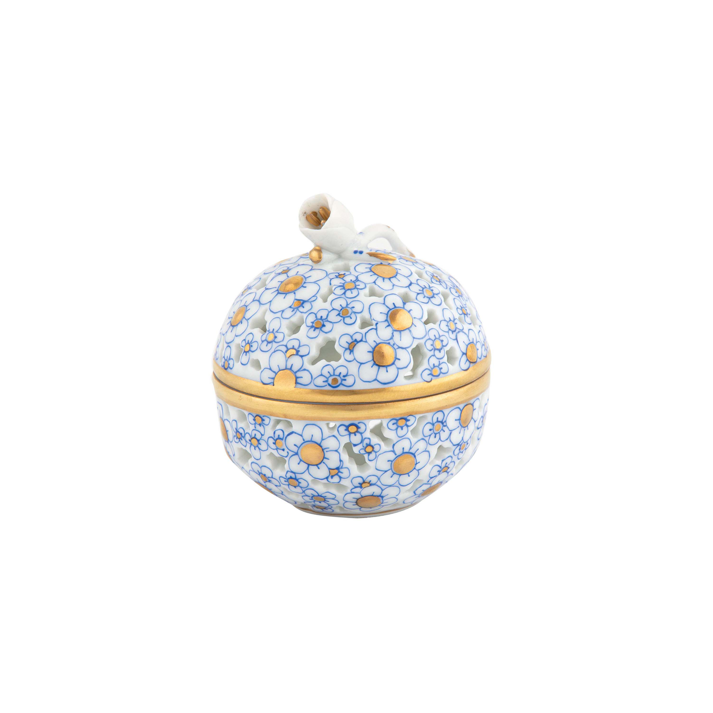 Herend Openwork Ball with Bud | 2.5in Blue