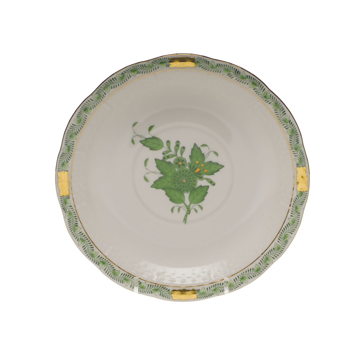 Herend Chinese Bouquet Green Cream Soup Stand | 7.25in