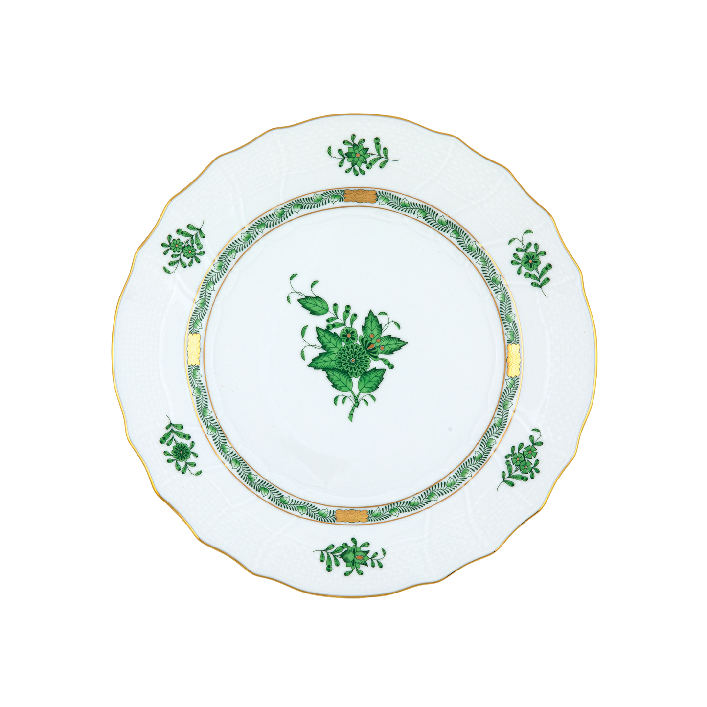 Herend Chinese Bouquet Green Dinner Plate | 10.5in