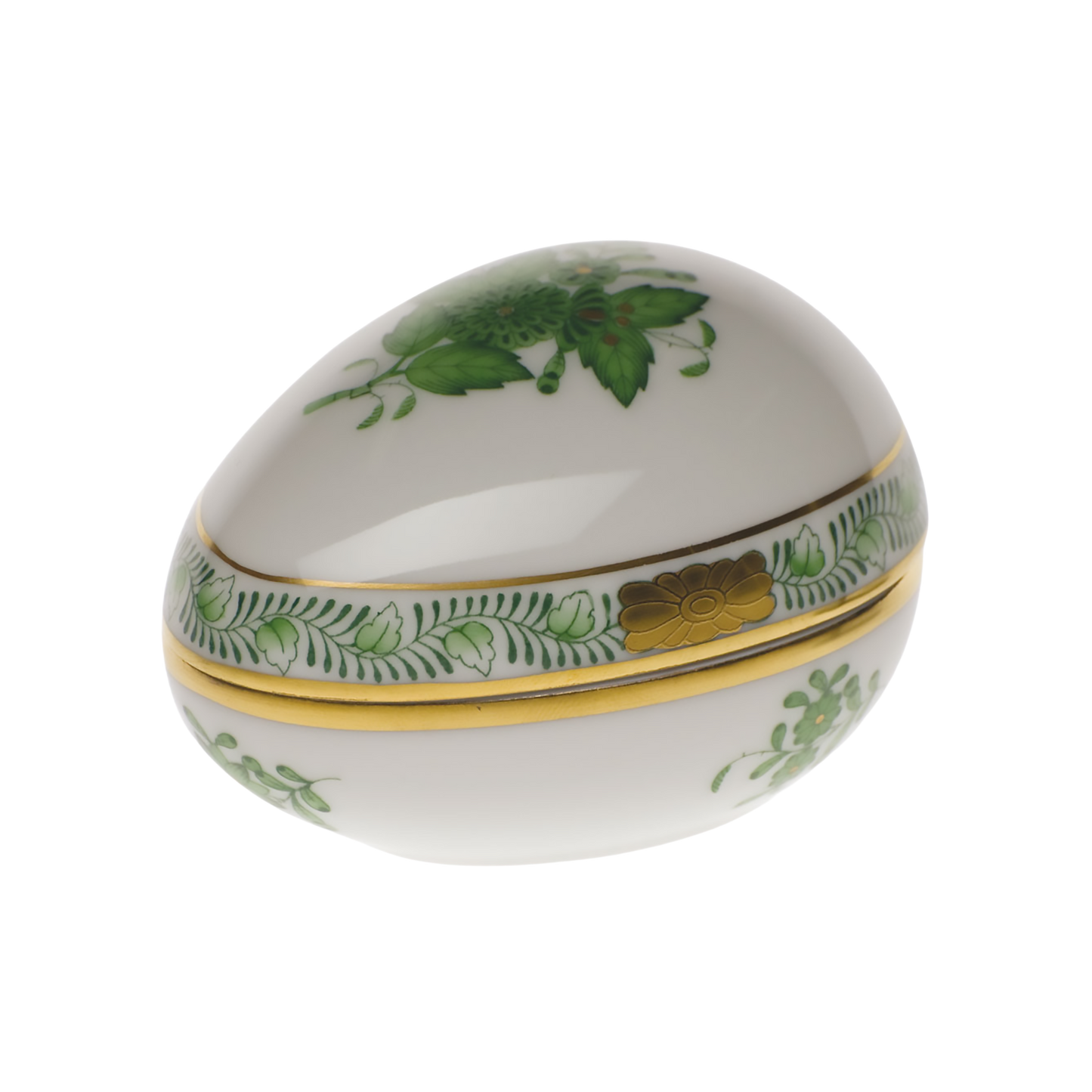 Herend Chinese Bouquet Green Egg Bonbon Box | 3x3in