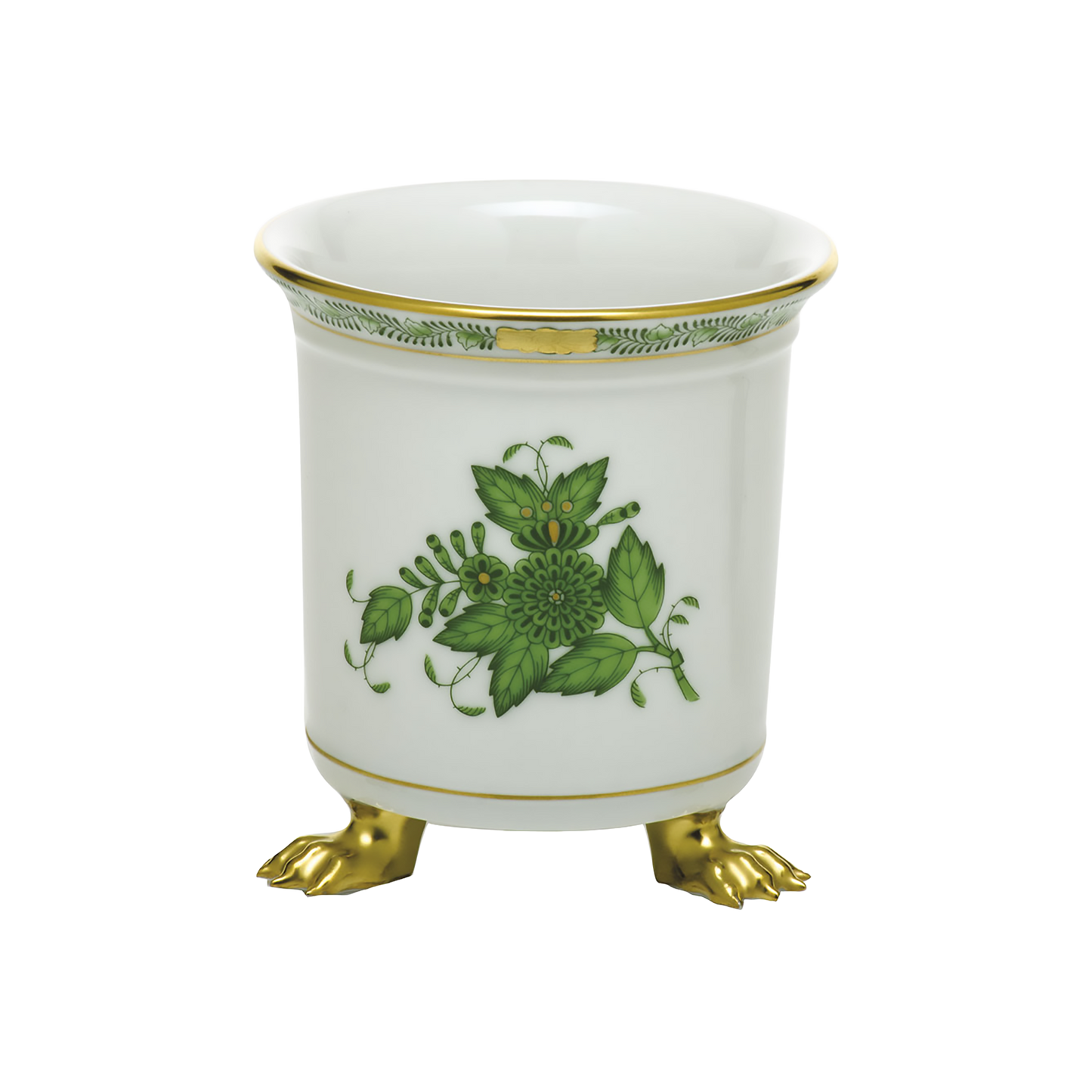 Herend Chinese Bouquet Green Mini Cachepot with Feet