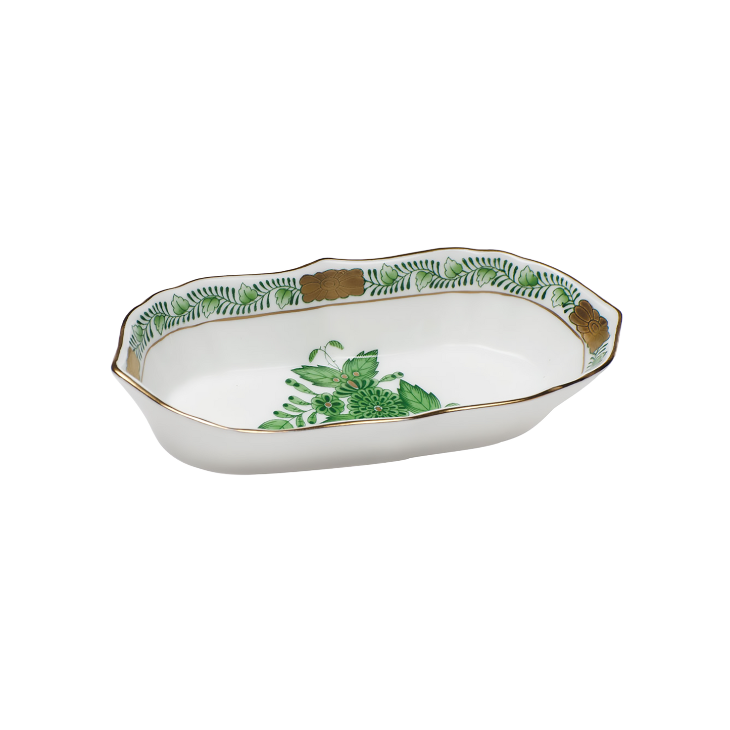 Herend Chinese Bouquet Green Narrow Pin Dish | 5x6.25in