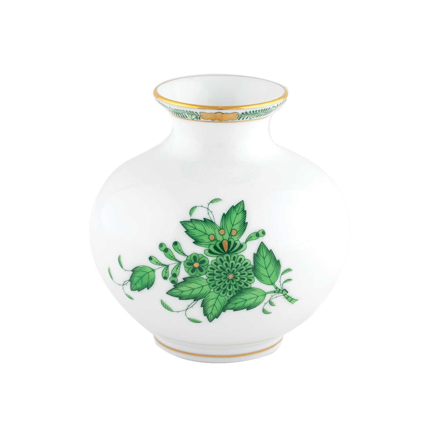 Herend Chinese Bouquet Green Round Vase | 4.5x4.5in