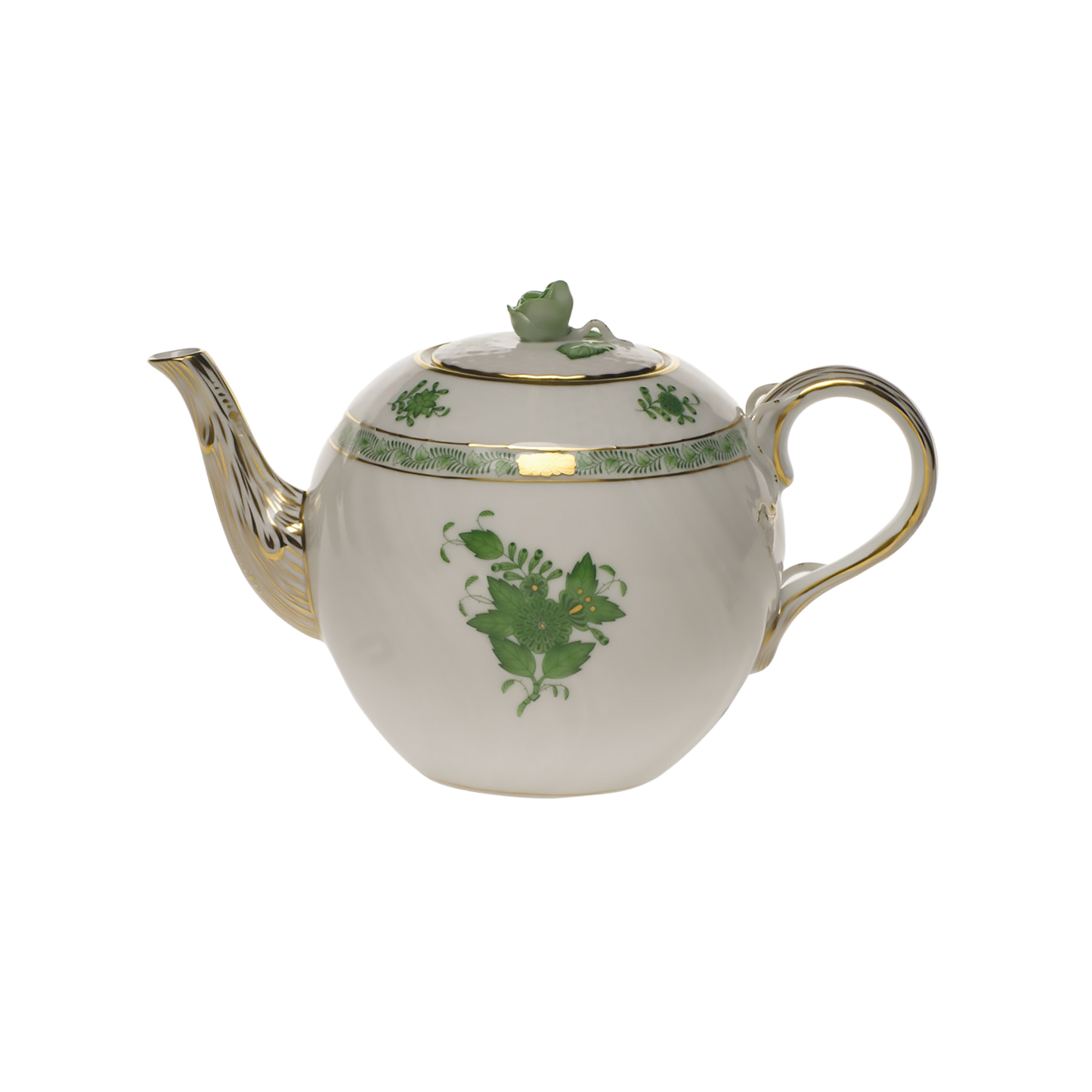 Herend Chinese Bouquet Green Tea Pot with Rose | 36oz