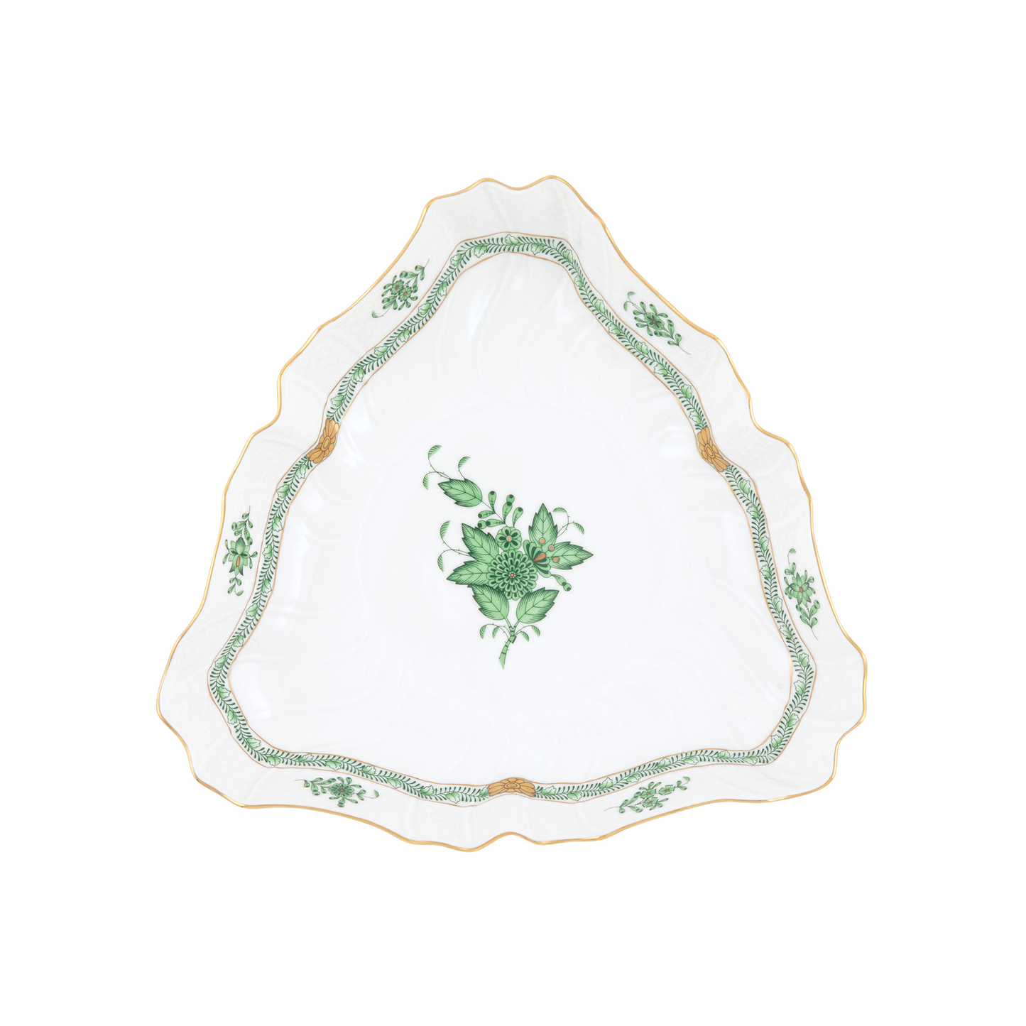 Herend Chinese Bouquet Green Triangle Dish | 9.5in