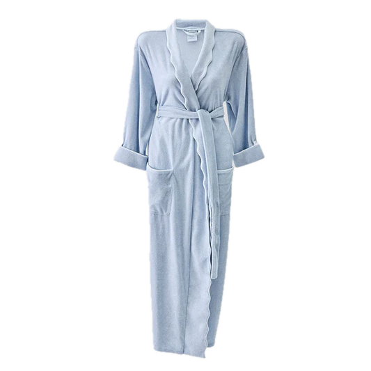 Weezie Towels Luxury Women's Long Scallop Lightweight Robin's Egg Robe | Medium