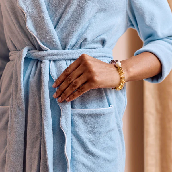 Weezie Towels Luxury Women's Long Scallop Lightweight Robin's Egg Robe | Extra Small