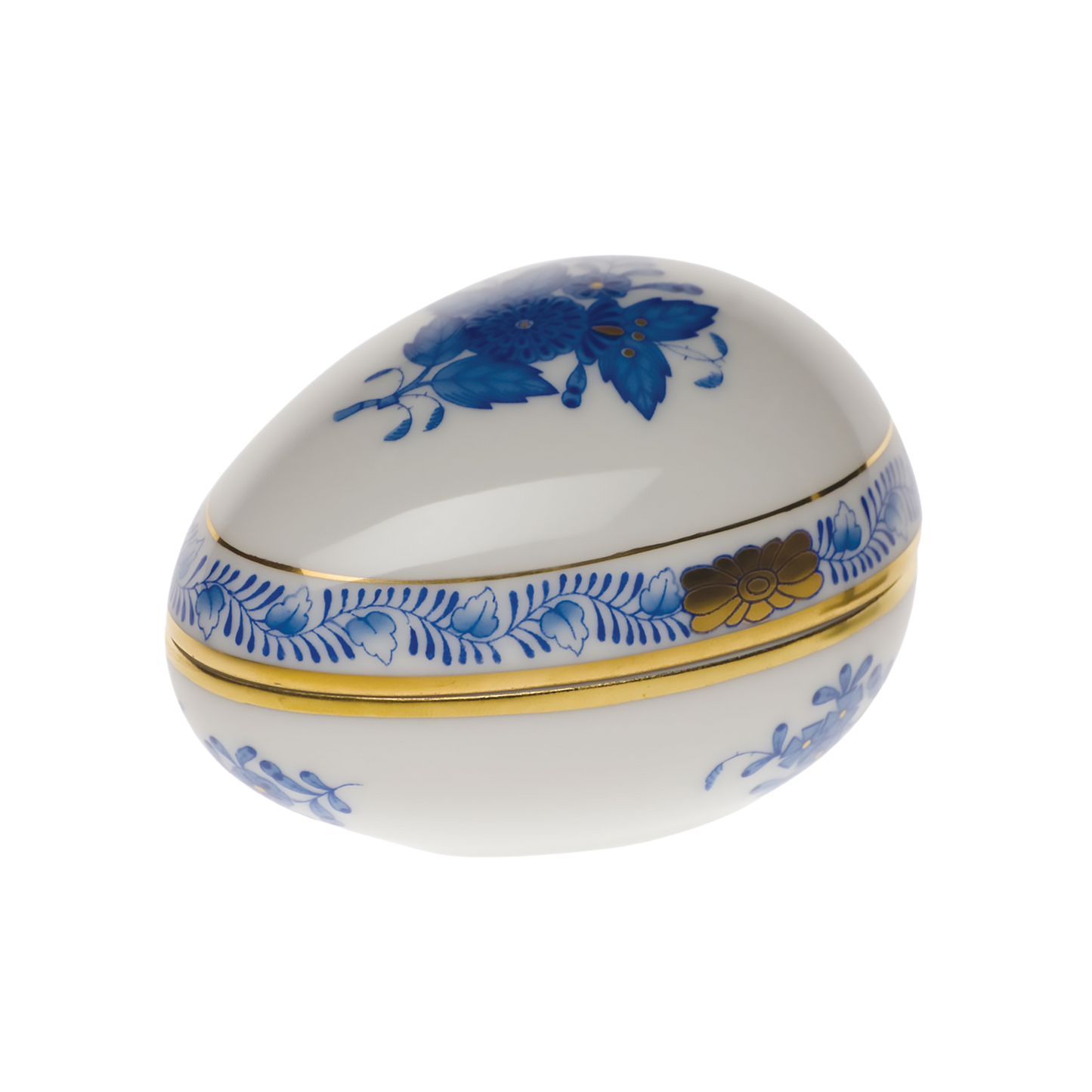 Herend Chinese Bouquet Blue Egg Bonbon Box | 3x3in