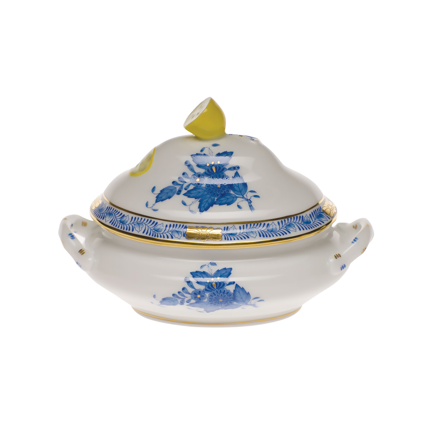 Herend Chinese Bouquet Blue Mini Tureen with Lemon | 5x4in