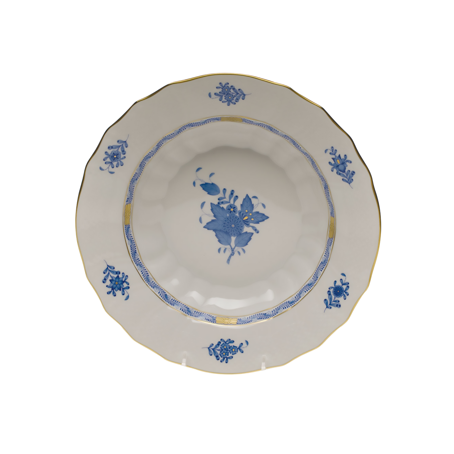 Herend Chinese Bouquet Blue Rim Soup Bowl | 9.5in