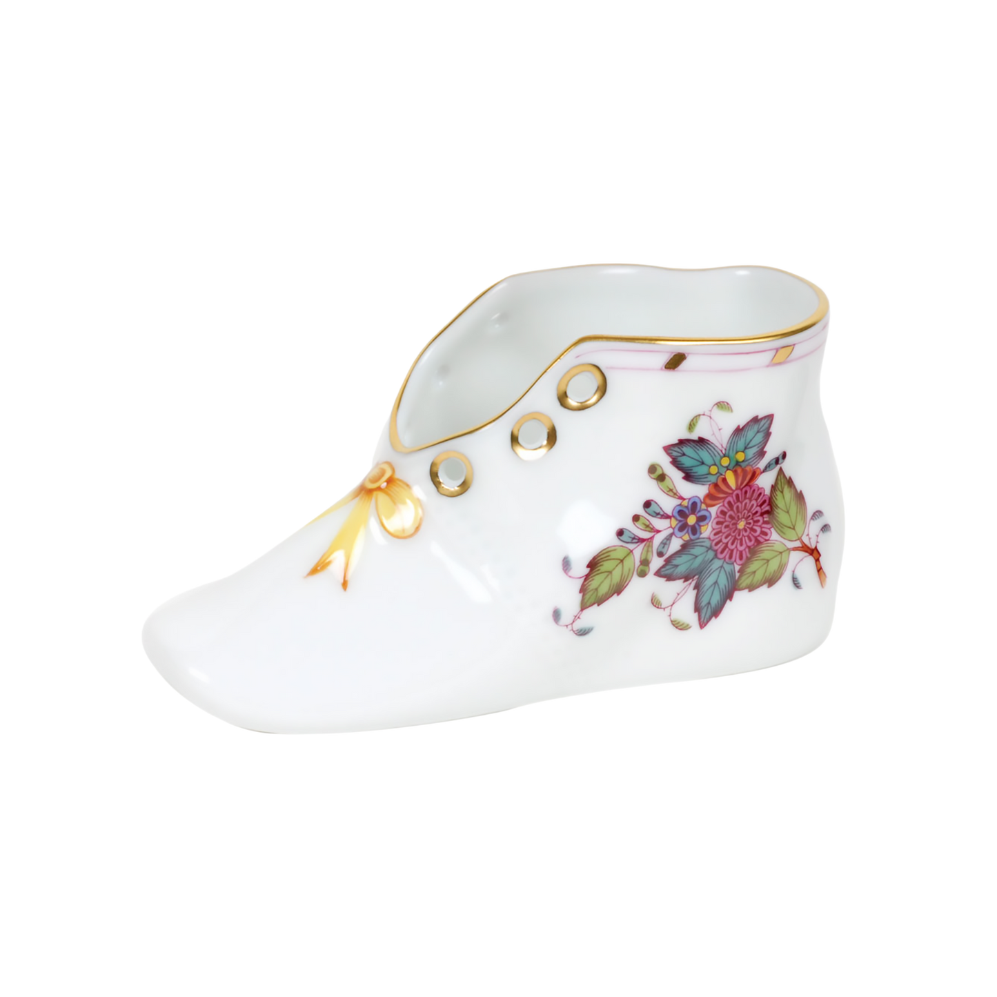 Herend Chinese Bouquet Multicolor Baby Shoe | 4.5x2.75in