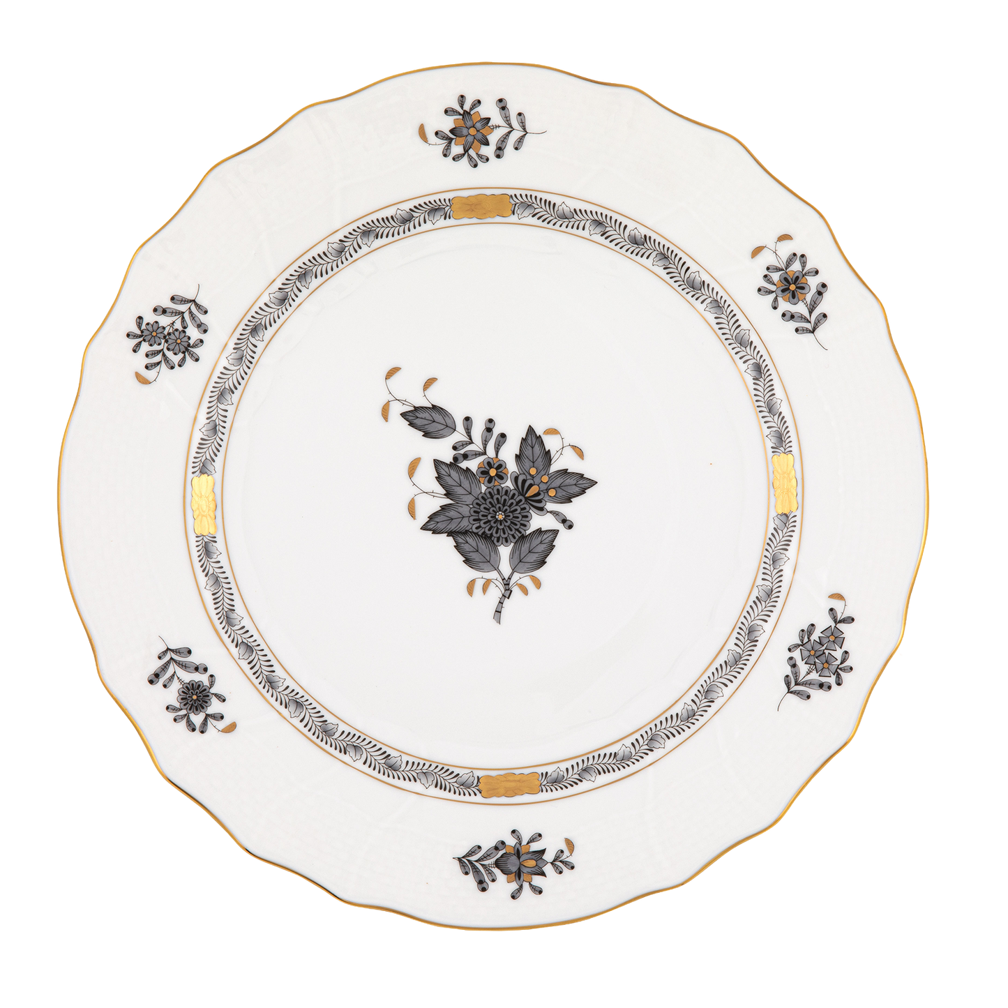 Herend Chinese Bouquet Black Dinner Plate | 10.5in