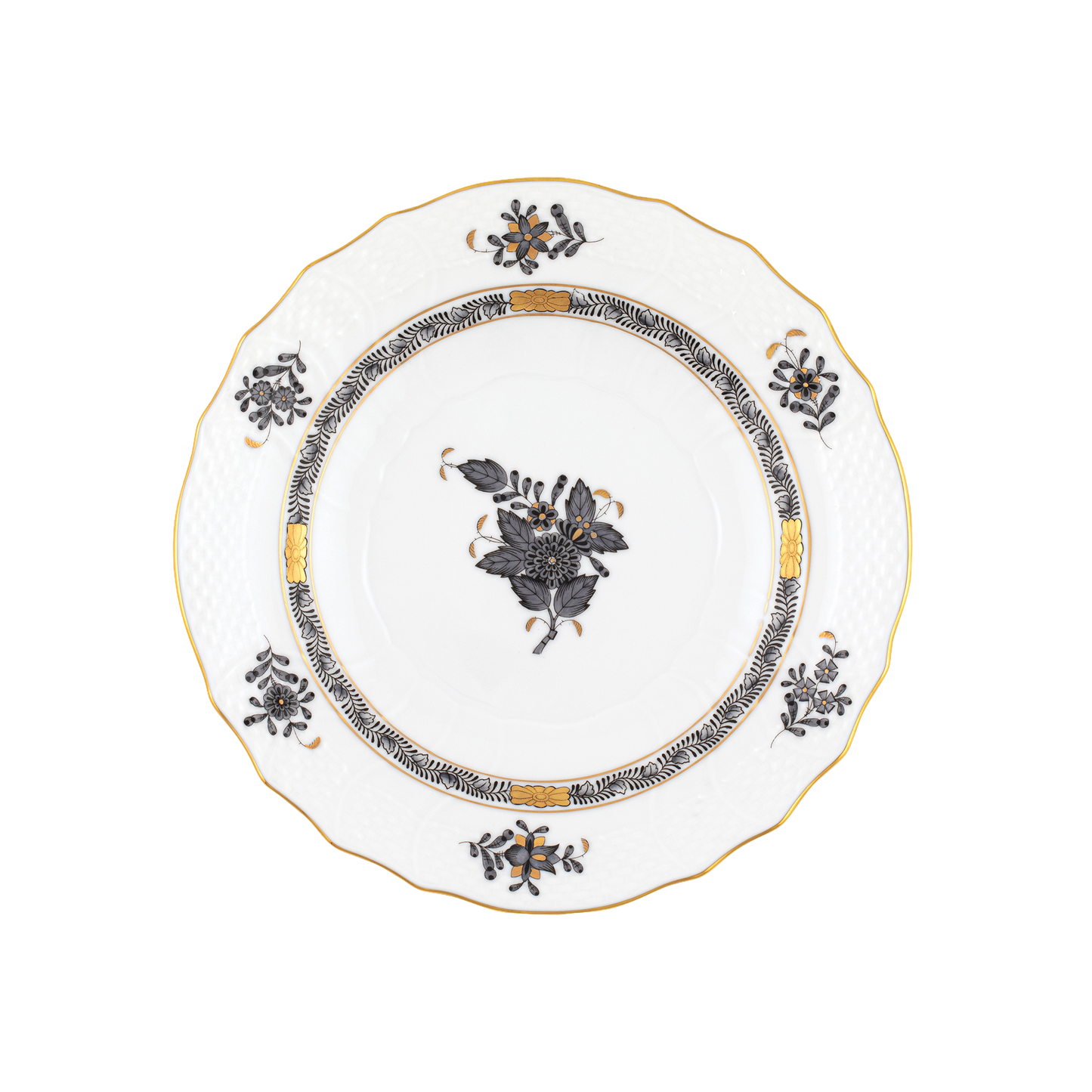 Herend Chinese Bouquet Black Salad Plate | 7.5in