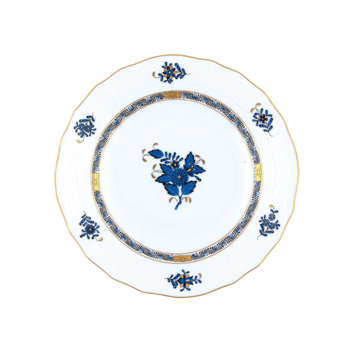 Herend Chinese Bouquet Black Sapphire Dessert Plate | 8.25in
