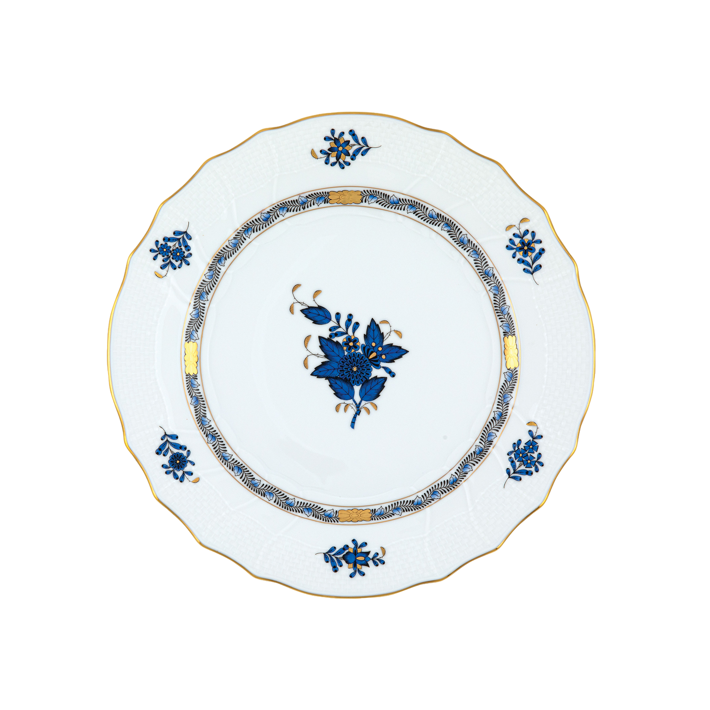 Herend Chinese Bouquet Black Sapphire Dinner Plate | 10.5in