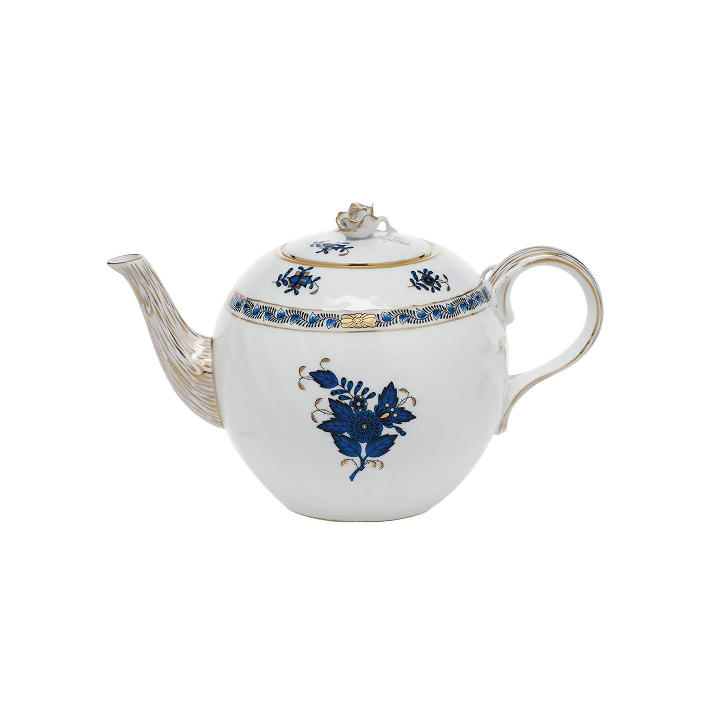Herend Chinese Bouquet Black Sapphire Teapot with Rose | 36oz