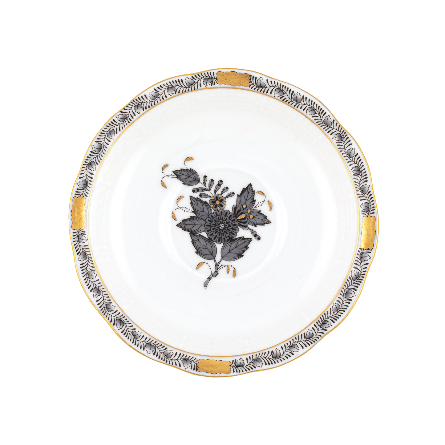 Herend Chinese Bouquet Black Tea Saucer | 6in