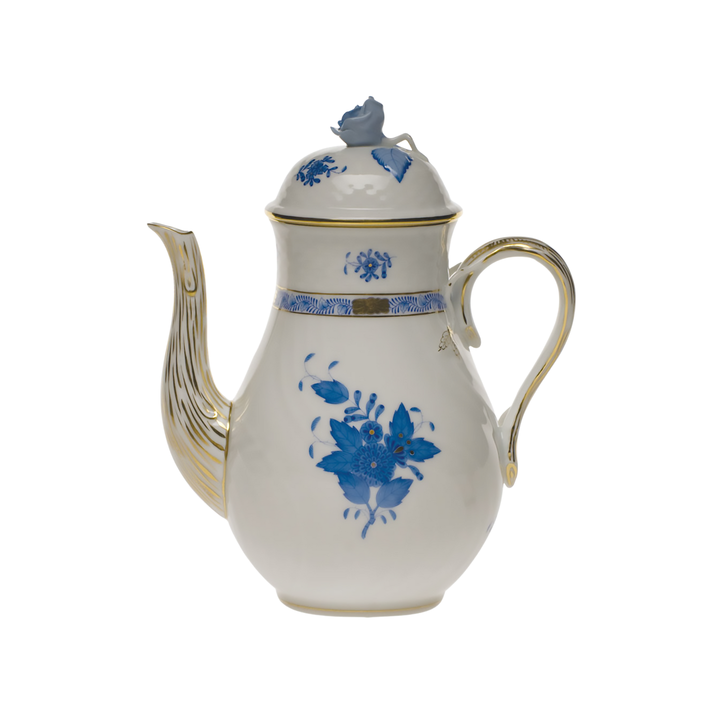 Herend Chinese Bouquet Blue Coffee Pot with Rose | 36oz