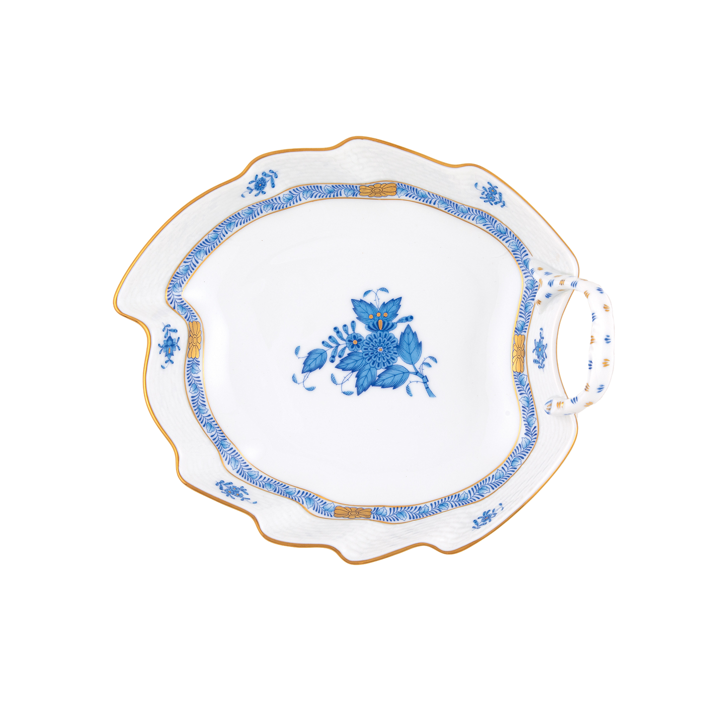 Herend Chinese Bouquet Blue Leaf Dish | 7.75in