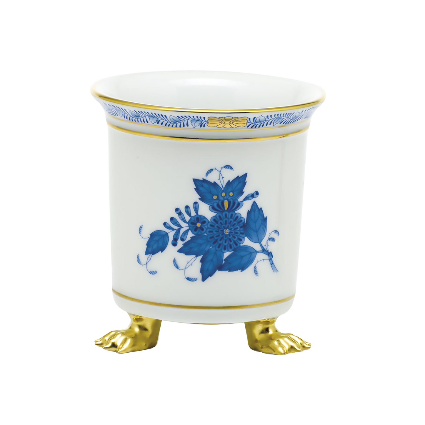 Herend Chinese Bouquet Blue Mini Cachepot with Feet | 3.75x4in
