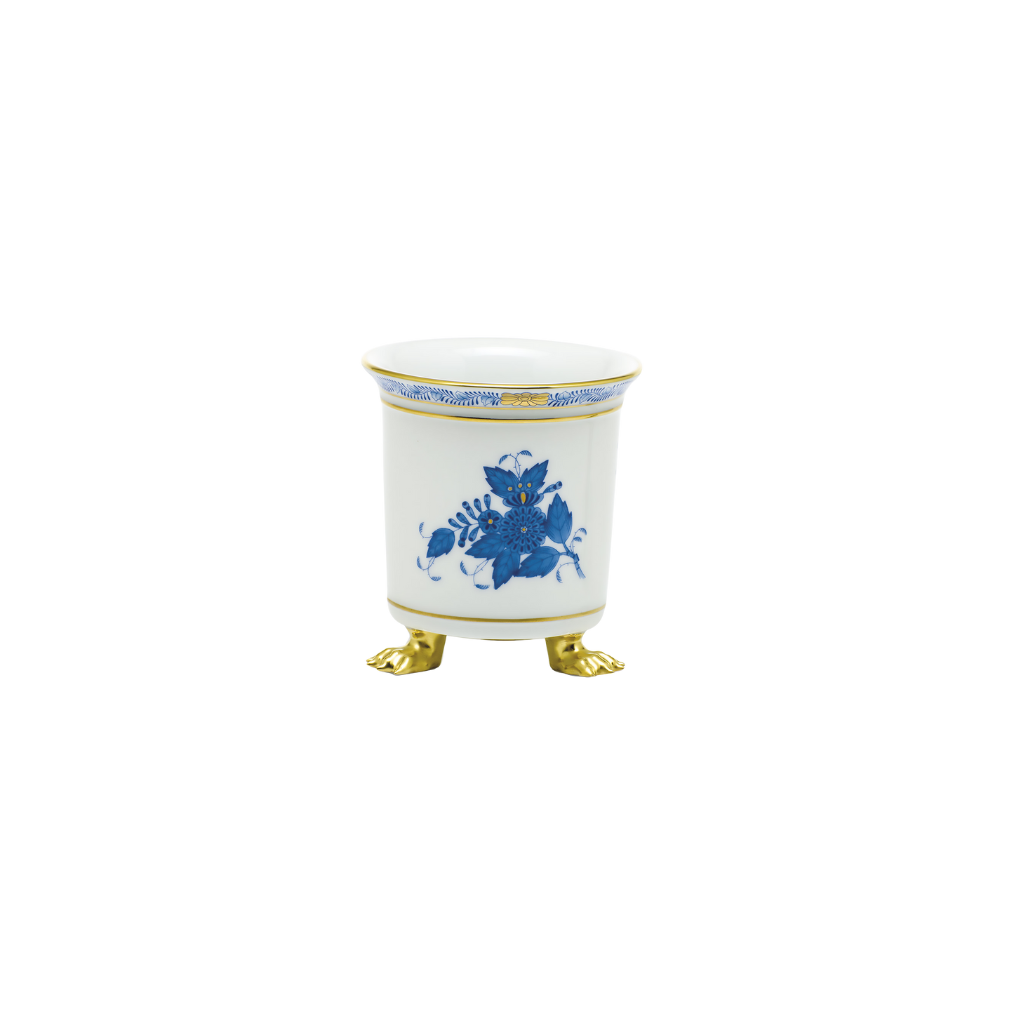 Herend Chinese Bouquet Blue Mini Cachepot with Feet | 3.75x4in