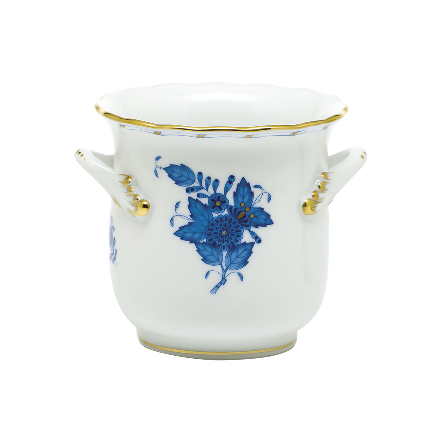Herend Chinese Bouquet Blue Mini Cachepot with Handles | 4.75x3.75in