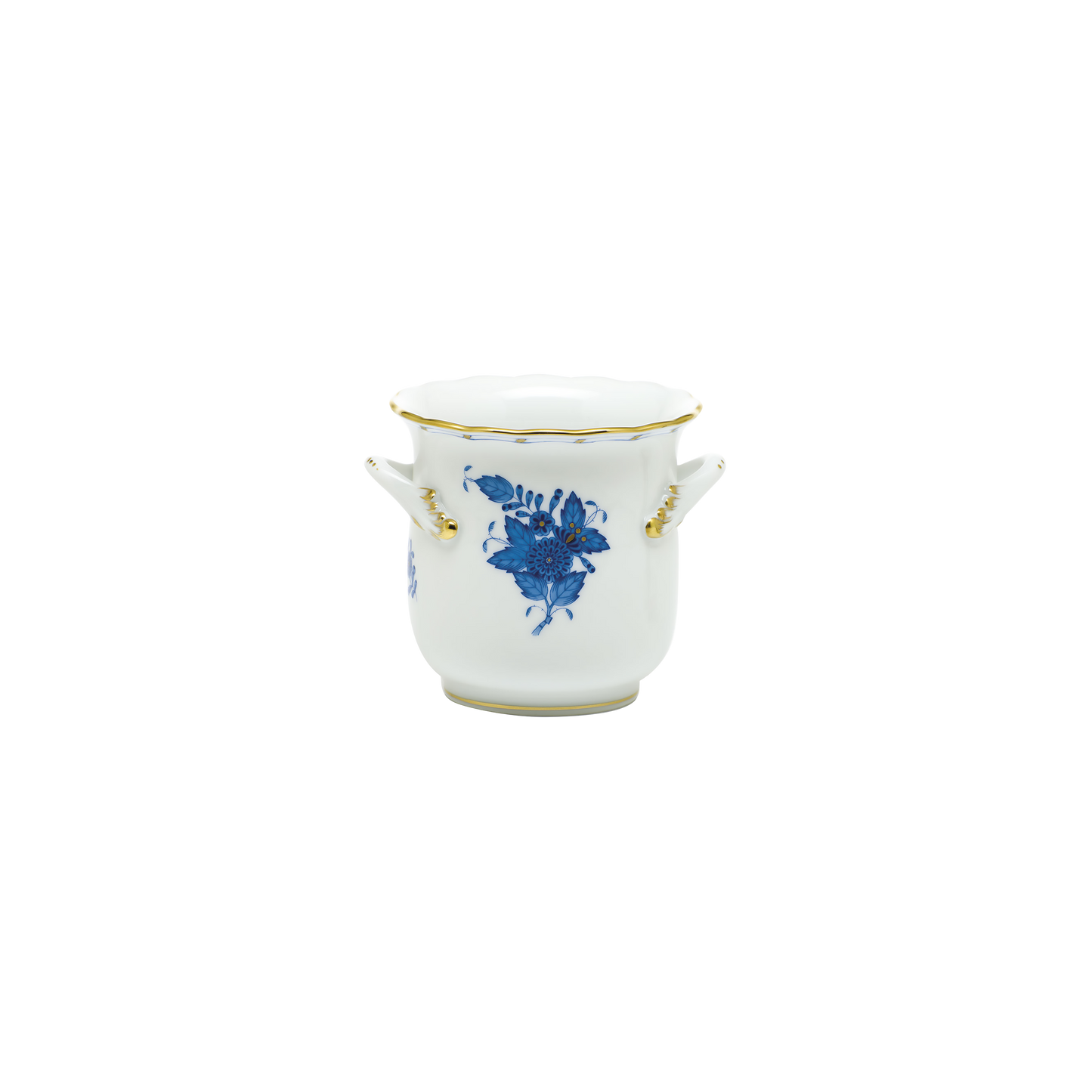 Herend Chinese Bouquet Blue Mini Cachepot with Handles | 4.75x3.75in