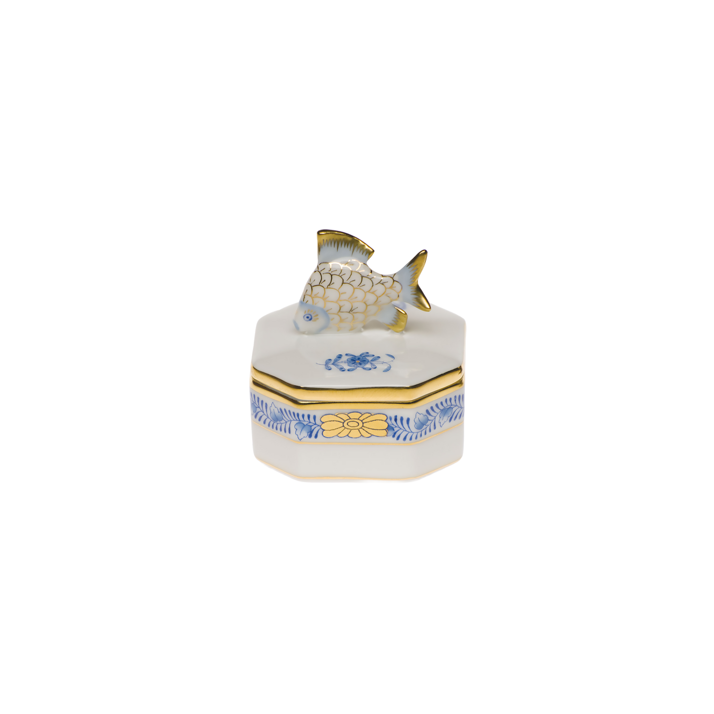 Herend Chinese Bouquet Blue Petite Octagonal Box | 2in