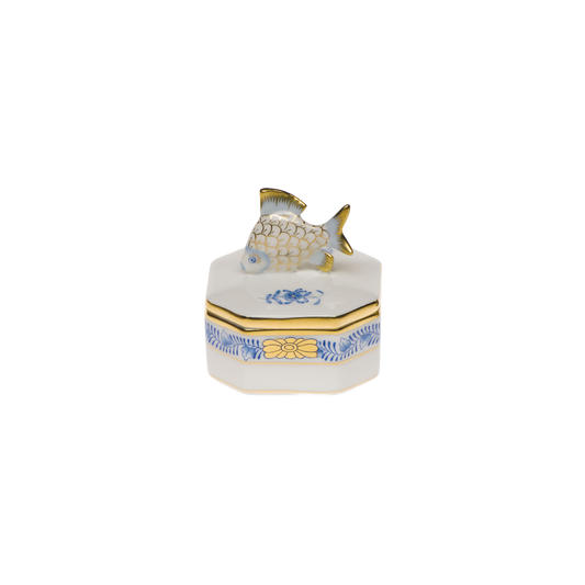 Herend Chinese Bouquet Blue Petite Octagonal Box | 2in