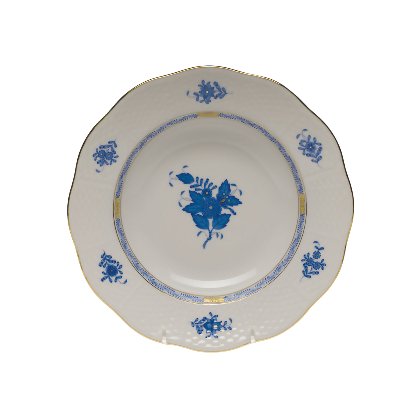 Herend Chinese Bouquet Blue Rim Soup Plate | 8in