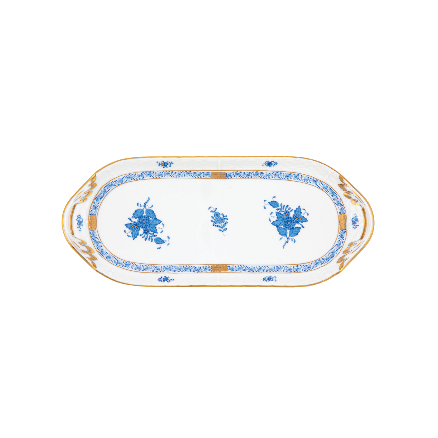 Herend Chinese Bouquet Blue Sandwich Tray | 14.5x6in