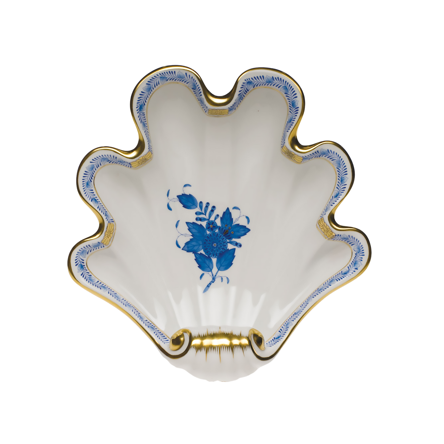Herend Chinese Bouquet Blue Shell Dish | 9x8.75in