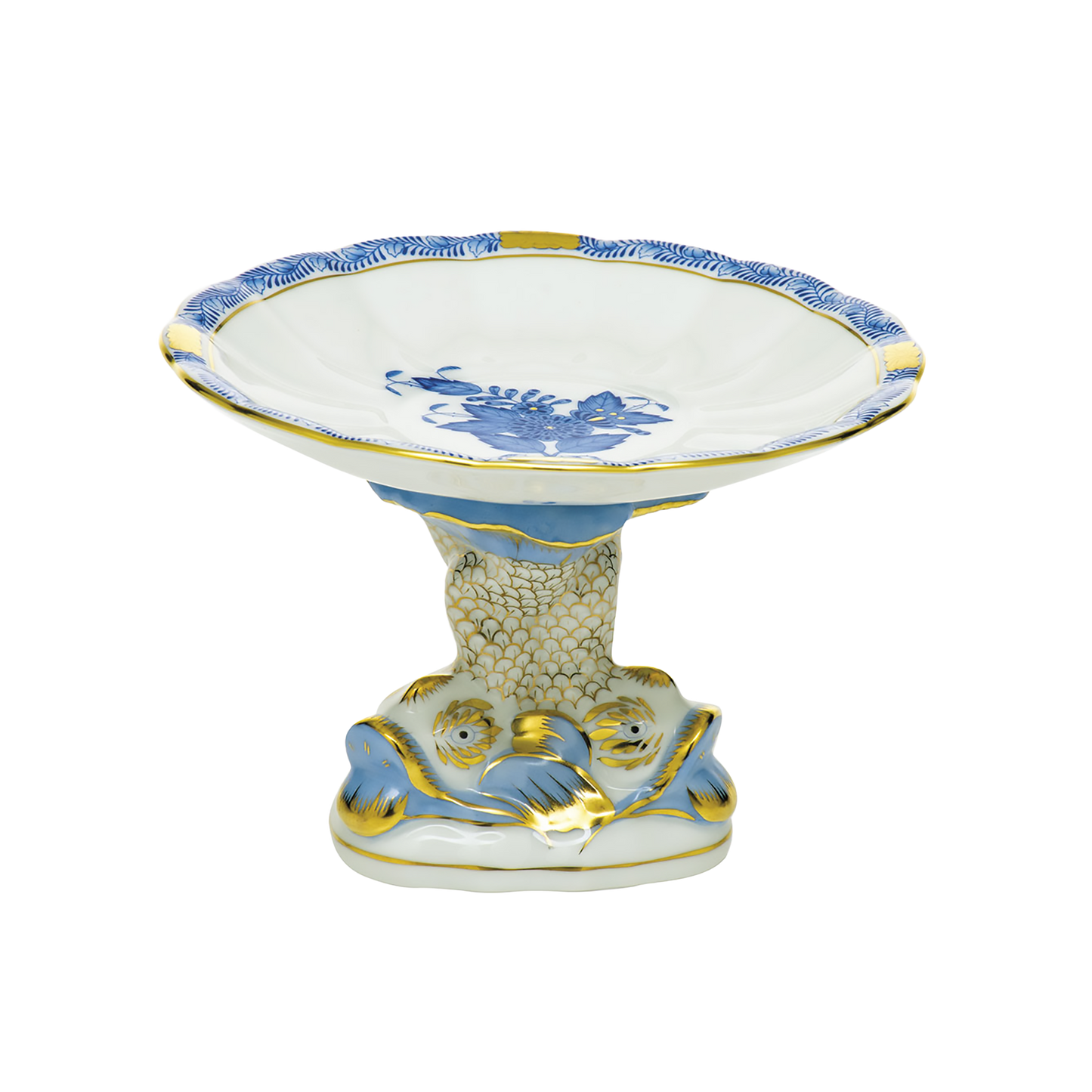 Herend Chinese Bouquet Blue Shell with Dolphin Stand | 4x6in